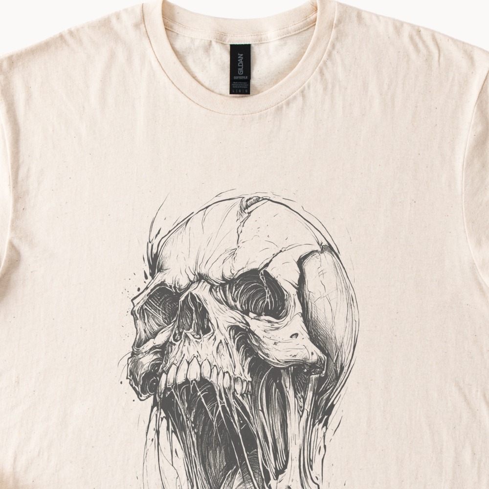 Skull Ink Sketch Graphic Tee Dark Art Expressive Design
